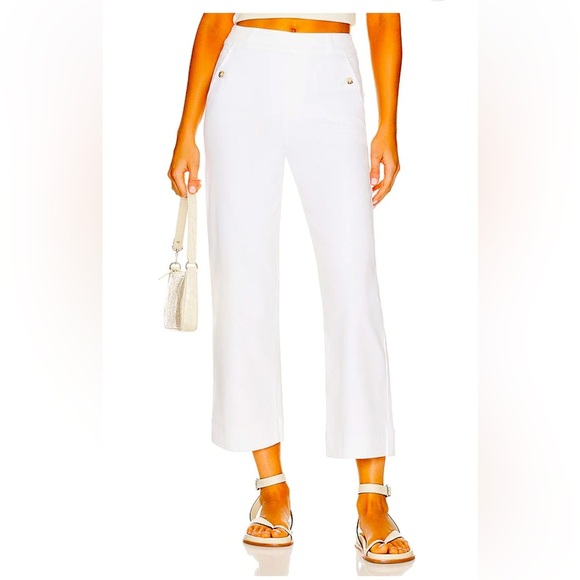 SPANX Stretch Twill Cropped Wide Leg Pant White Womens Sz XL Pull On Flared - Picture 1 of 16